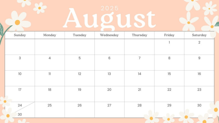 August 2025 Calendar Word
