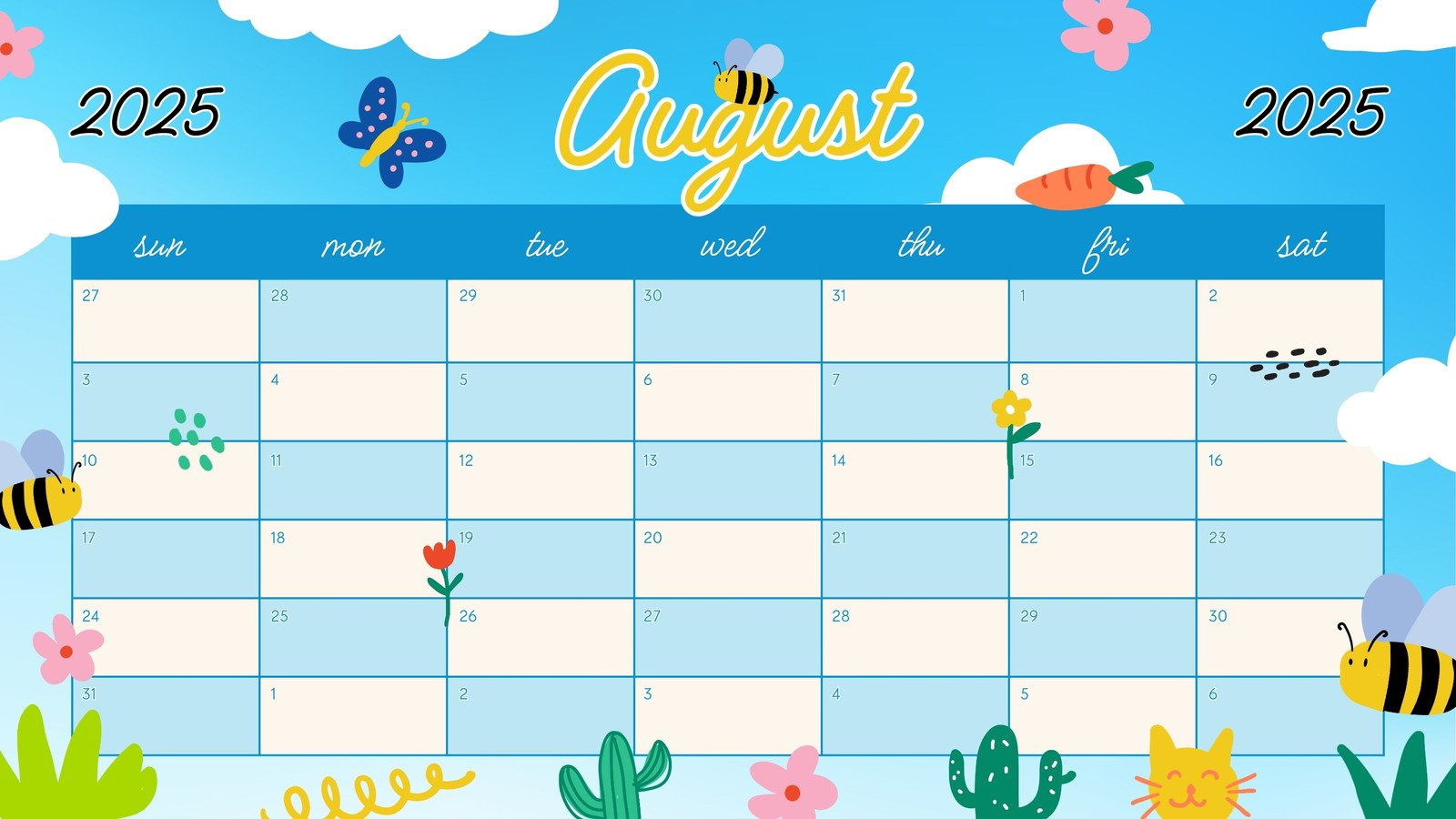 Free Printable August 2025 Calendar Templates | Canva with regard to August 2025 Whiteboard Calendar Ideas