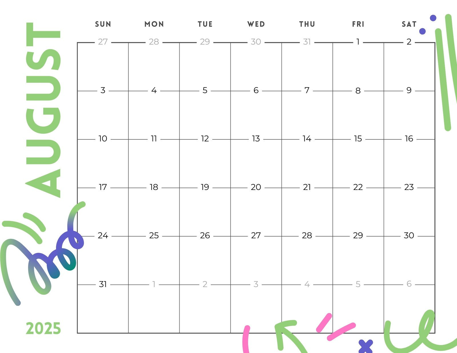 Free Printable August 2025 Calendar Templates | Canva with regard to August 2025 Whiteboard Calendar Ideas