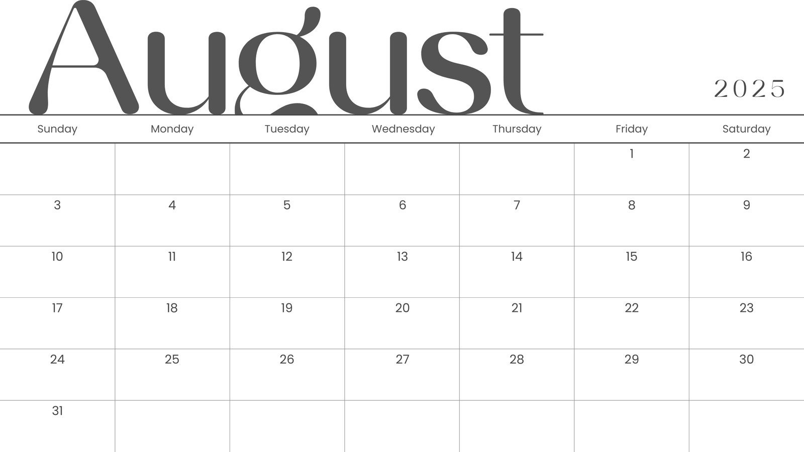 Free Printable August 2025 Calendar Templates | Canva within Blank Calendar Printable August 2025