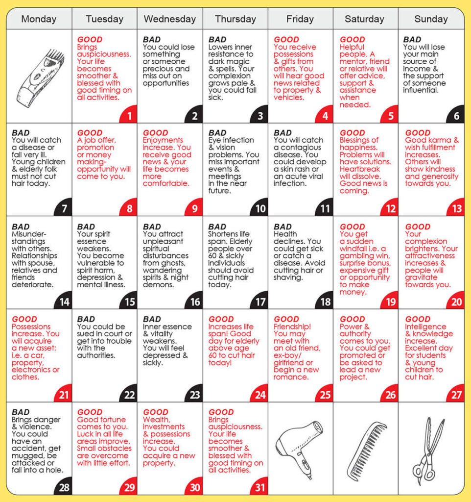 Good & Bad Days To Cut Hair For August 2023   Wofs With Lunar Haircut Calendar August 2025