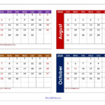 July To October 2025 Calendar Printable Pdf | Four Months Calendar Regarding August To October Calendar 2025
