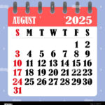 Letter Calendar For August 2025. The Week Begins On Sunday. Time Pertaining To Calendar Of The Month Of August 2025