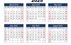 March To August 2025 Calendar Printable Pdf | Six Months Calendar in August 10 2025 Calendar