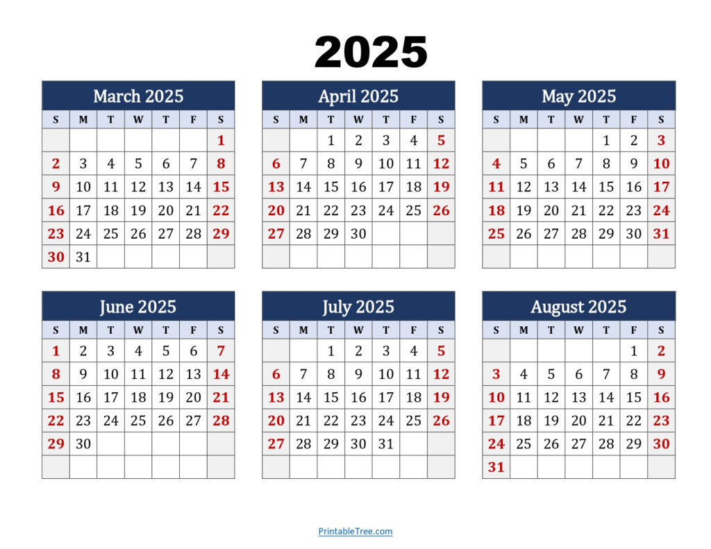 March To August 2025 Calendar Printable Pdf | Six Months Calendar Intended For August 24Th 2025 Calendar March To August 2025 Calendar Printable Pdf | Six Months Calendar Intended For August 24Th 2025 Calendar