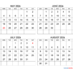 May To August 2026 Calendar | Calendar Quickly Pertaining To August 2025 May 2026 Calendar