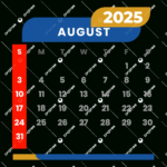 Monthly Calendar August 2025 Clipart Vector, Monthly Calendar Pertaining To August 2025 Calendar Clip Art