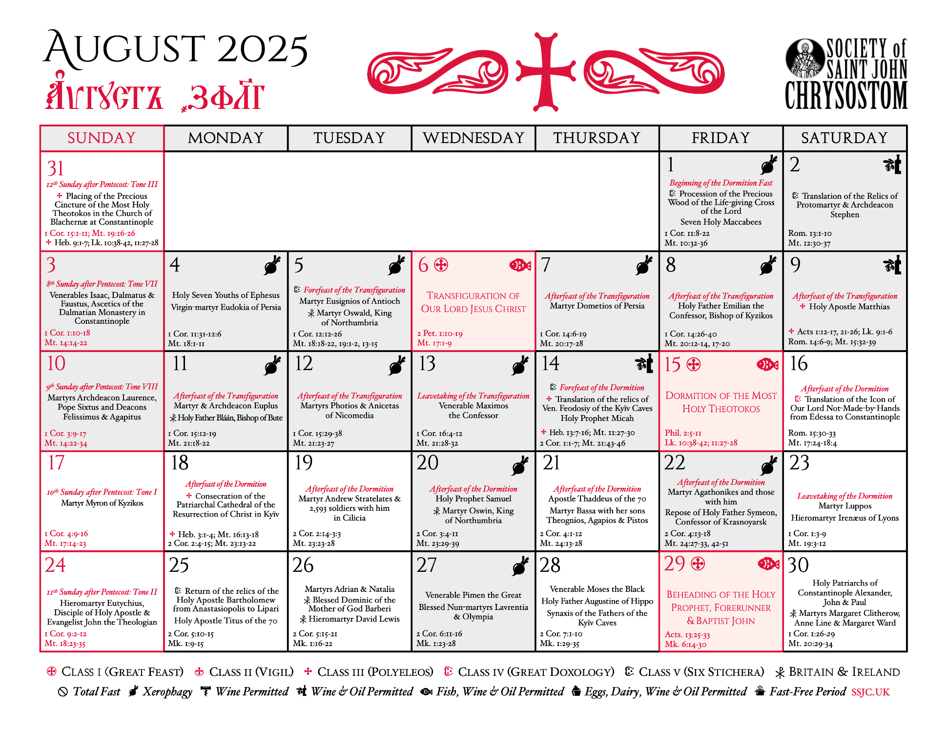 New Liturgical Movement: A New Liturgical Calendar For The pertaining to August Saints Calendar 2025