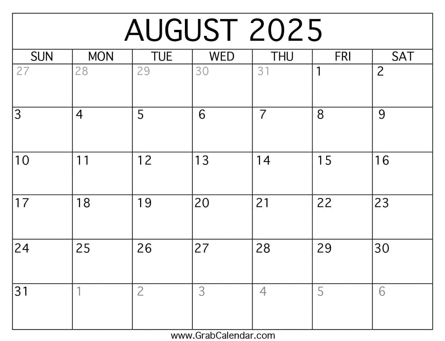 Printable August 2025 Calendar pertaining to August 14 2025 Calendar