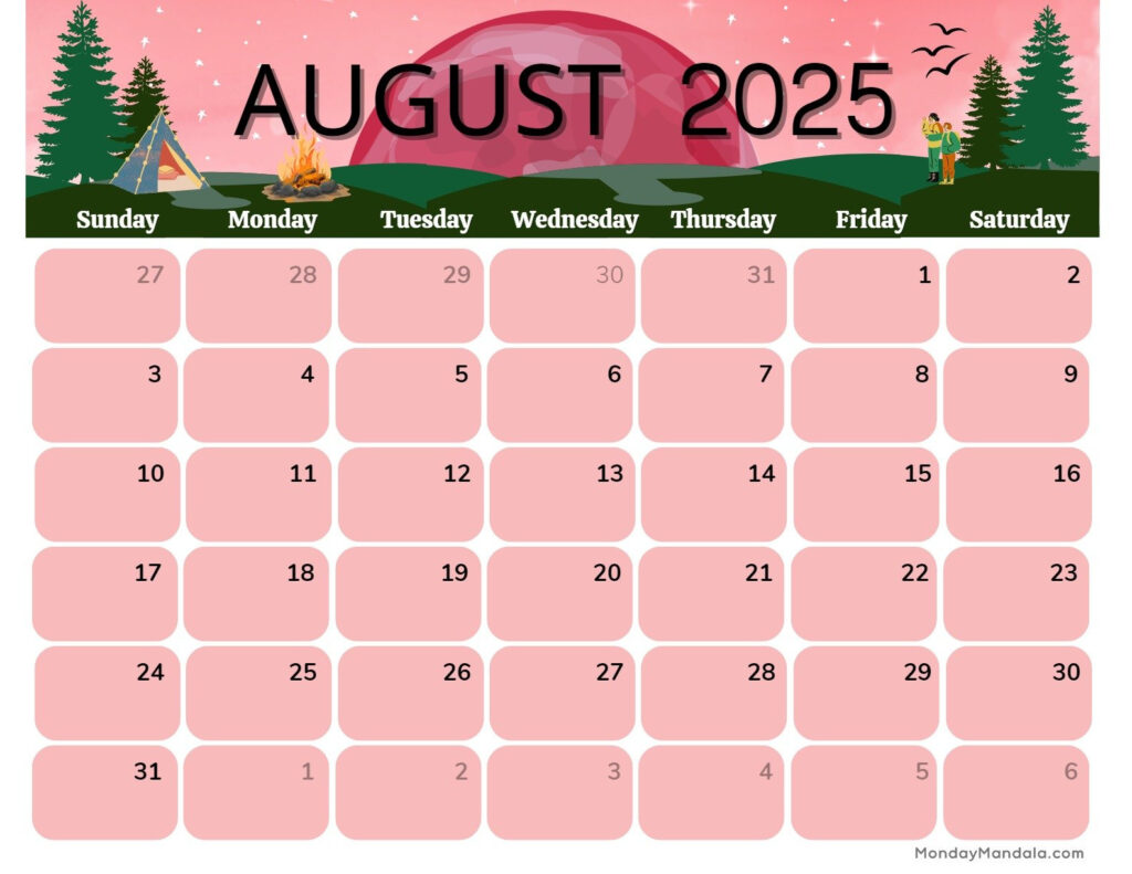 Printable Calendars For 2025 & 2026 (Free Pdfs) Pertaining To August 2025 Calendar Printable Landscape