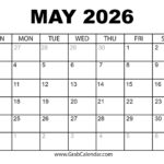 Printable May 2026 Calendar With Printable Calendar August 2025   May 2026