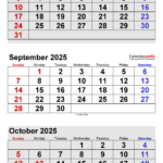 September 2025 Calendar | Templates For Pdf, Excel And Word Within Calendar August September October 2025