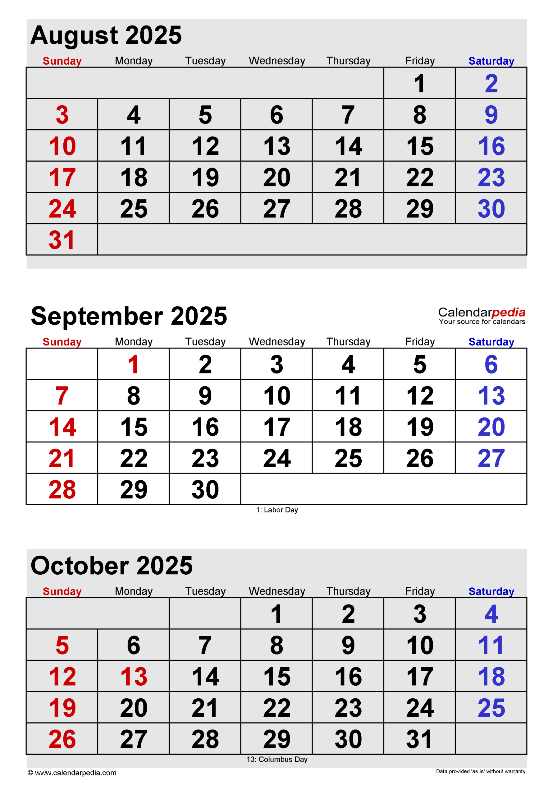 September 2025 Calendar | Templates For Pdf, Excel And Word within Calendar August September October 2025