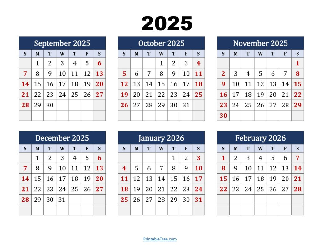 Six Month Calendar 2024-2025 Printable Pdf- 6 Months Calendar pertaining to Calendar August 2025 And September 2026