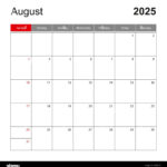 Wall Calendar Template For August 2025. Holiday And Event Planner Within August Calendar 2025 Event/Holidays