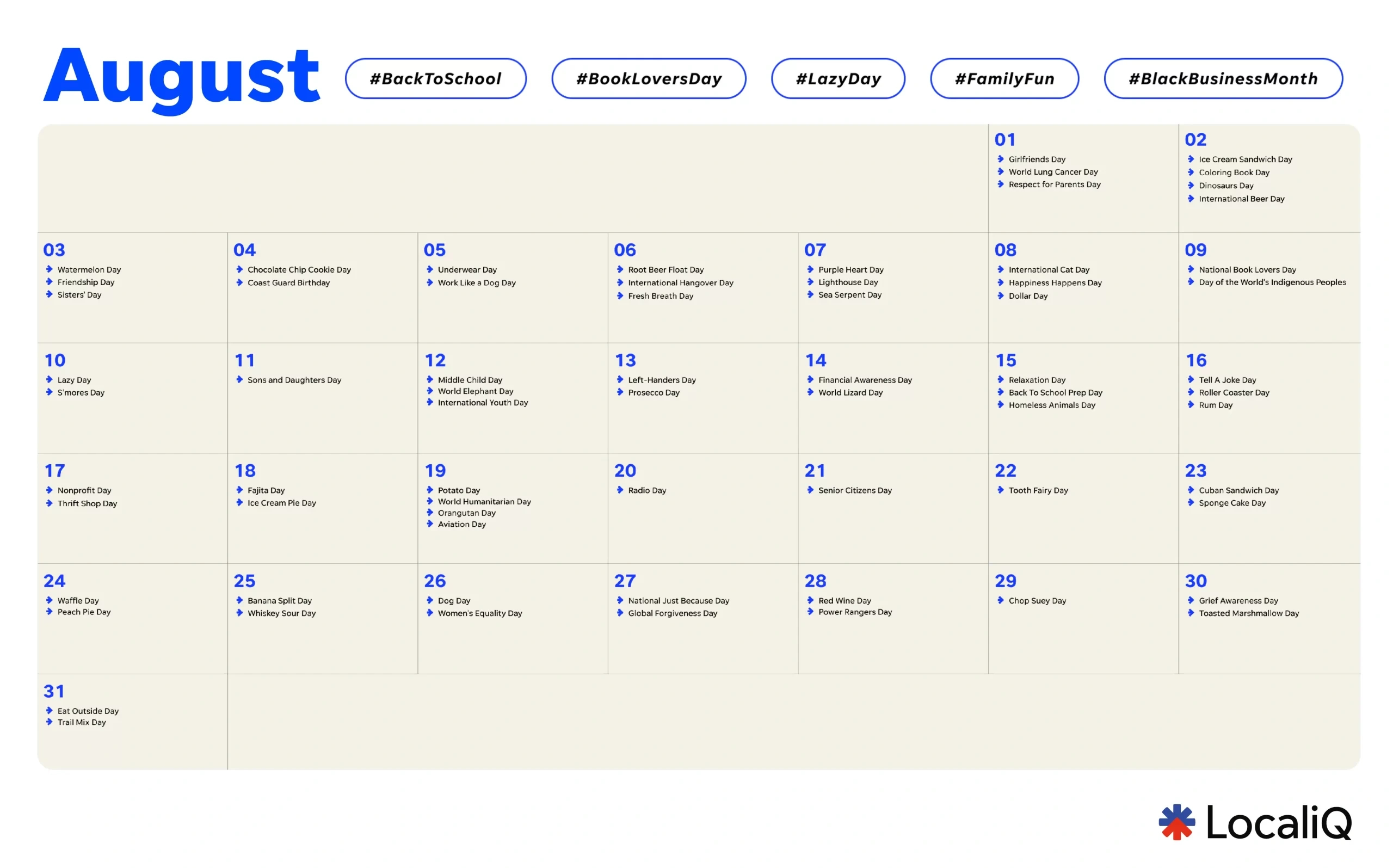 Your Essential 2025 Marketing Calendar Template | Localiq with August 2025 Social Media Calender