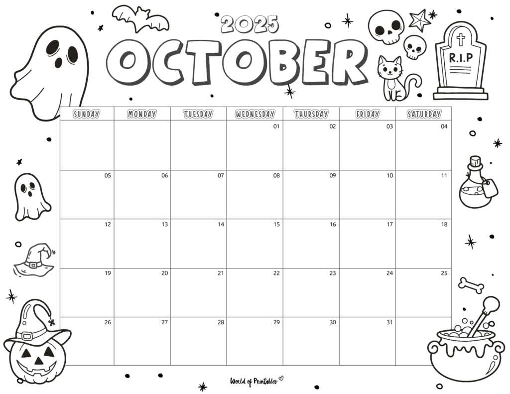 2025 Coloring Calendar   Free Printables   World Of Printables Throughout September 2025 Calendar Coloring