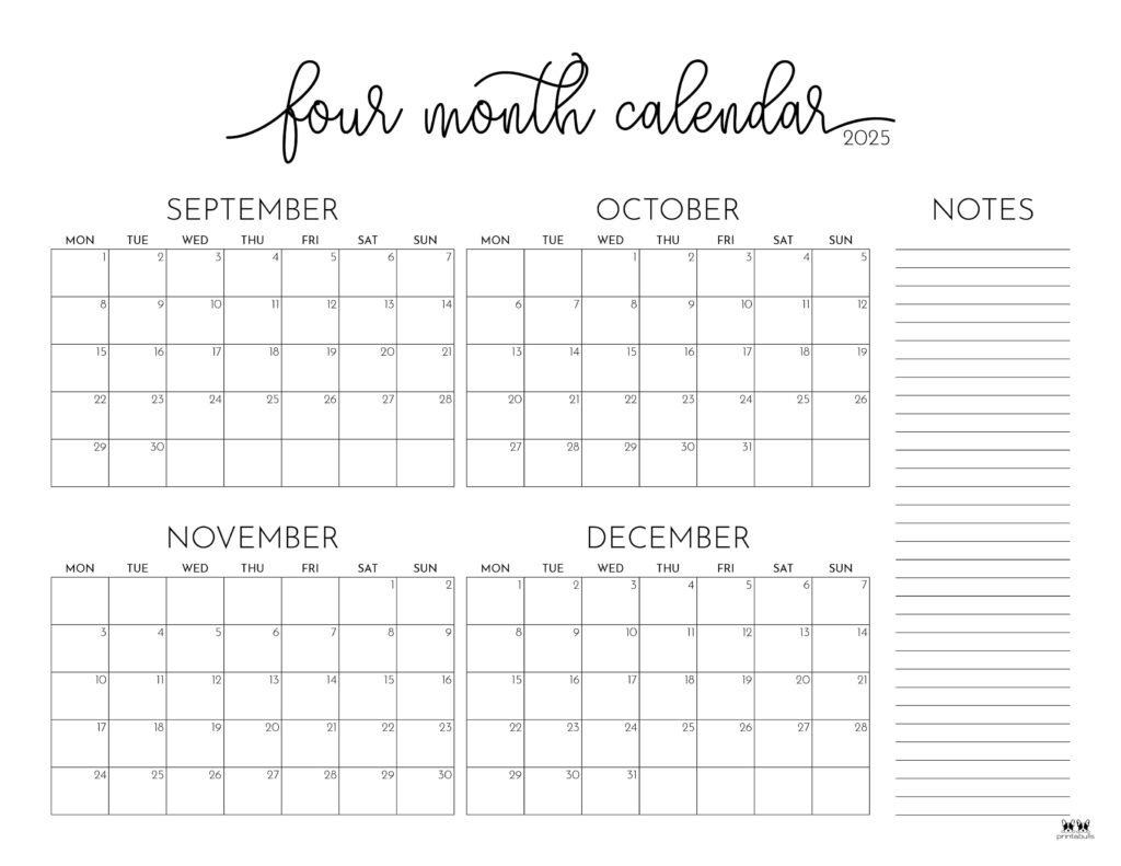 2025 Four Month Calendars 31 Free Printables | Printabulls Regarding Printable Calendar 2025 September October November 2025 Four Month Calendars 31 Free Printables | Printabulls Regarding Printable Calendar 2025 September October November
