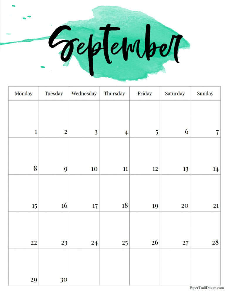 2025 Monday Start Watercolor Calendar Paper Trail Design With Regard To September 2025 Calendar Monday Start 2025 Monday Start Watercolor Calendar Paper Trail Design With Regard To September 2025 Calendar Monday Start