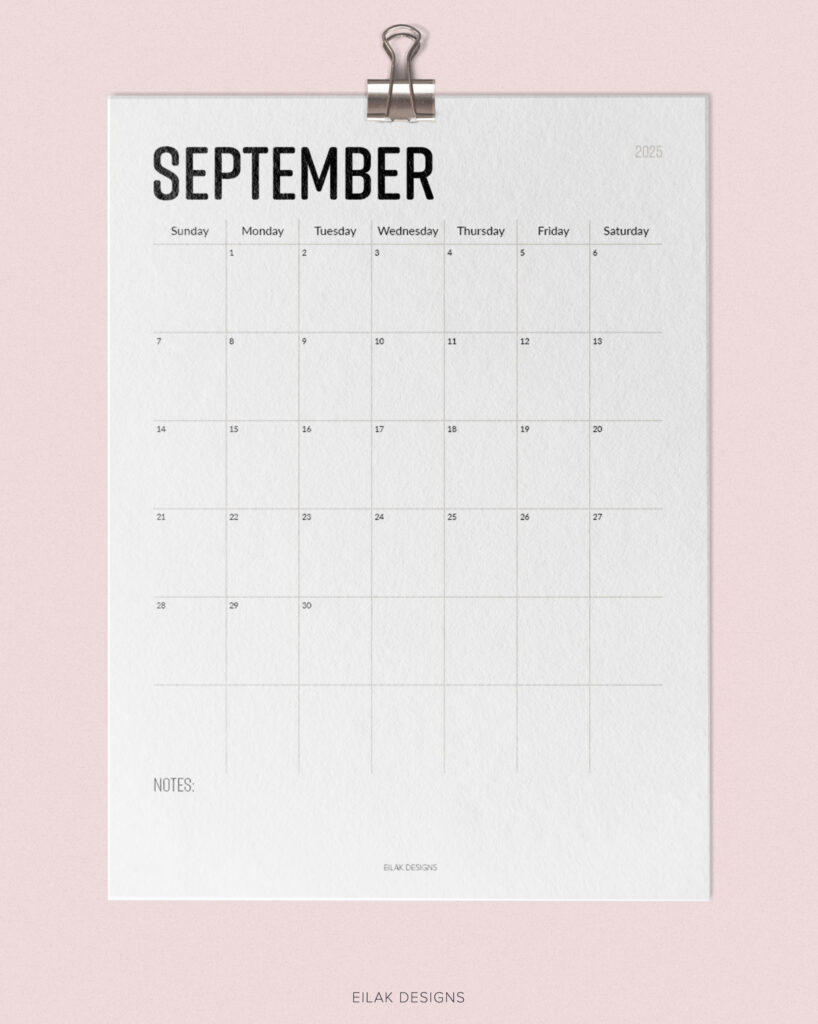 2025 Monthly Calendar Minimalistic | Digital Download Within September 2025 Calendar Printable Waterproof