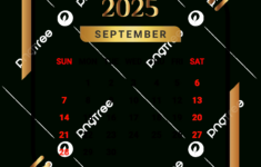 2025 September Month Calendar With Black And Golden Vector intended for September 2025 Calendar Black