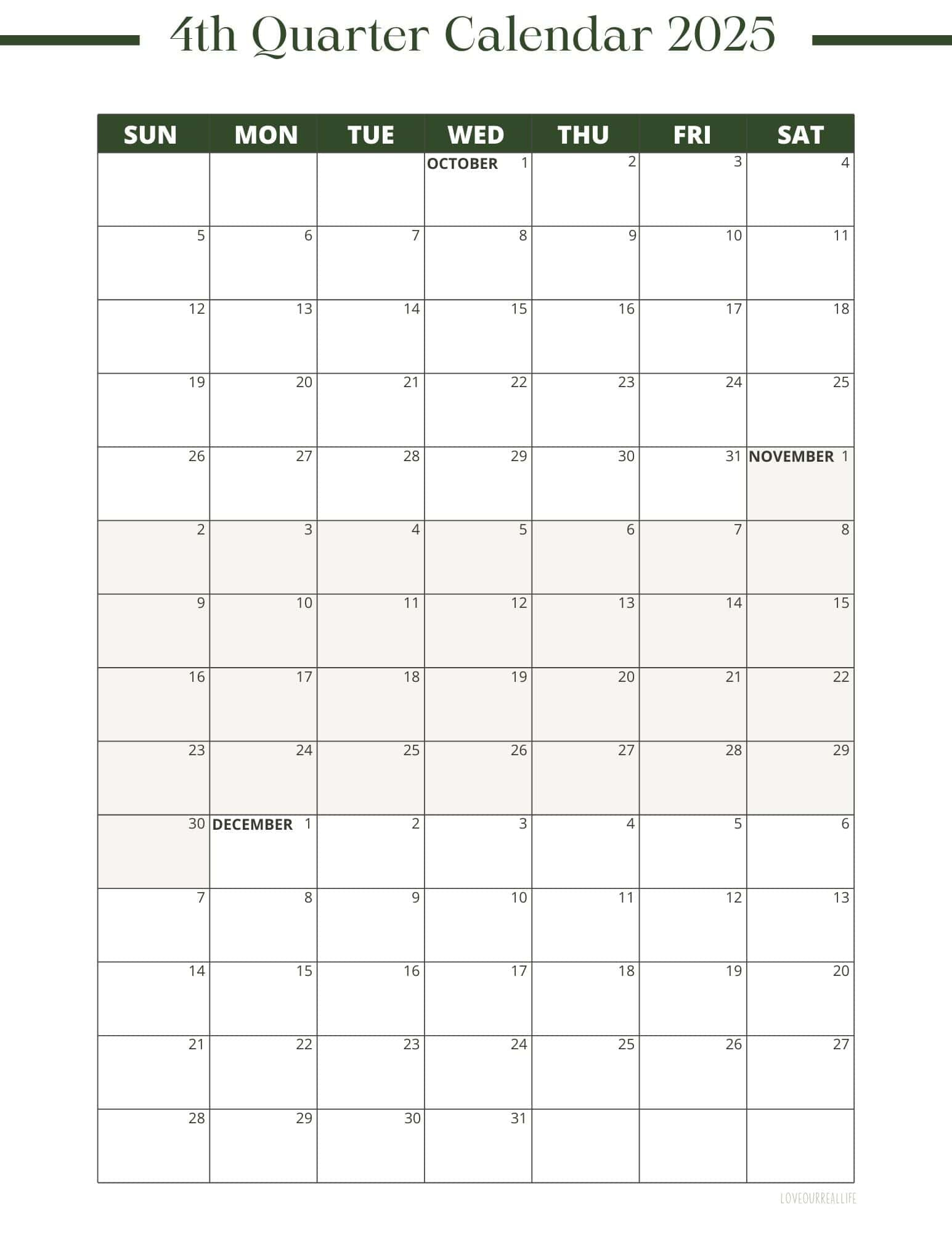 3 Month Calendar Printables: 2025 And 2026! ⋆ Love Our Real Life with regard to September 2025 Calendar Printable Waterproof