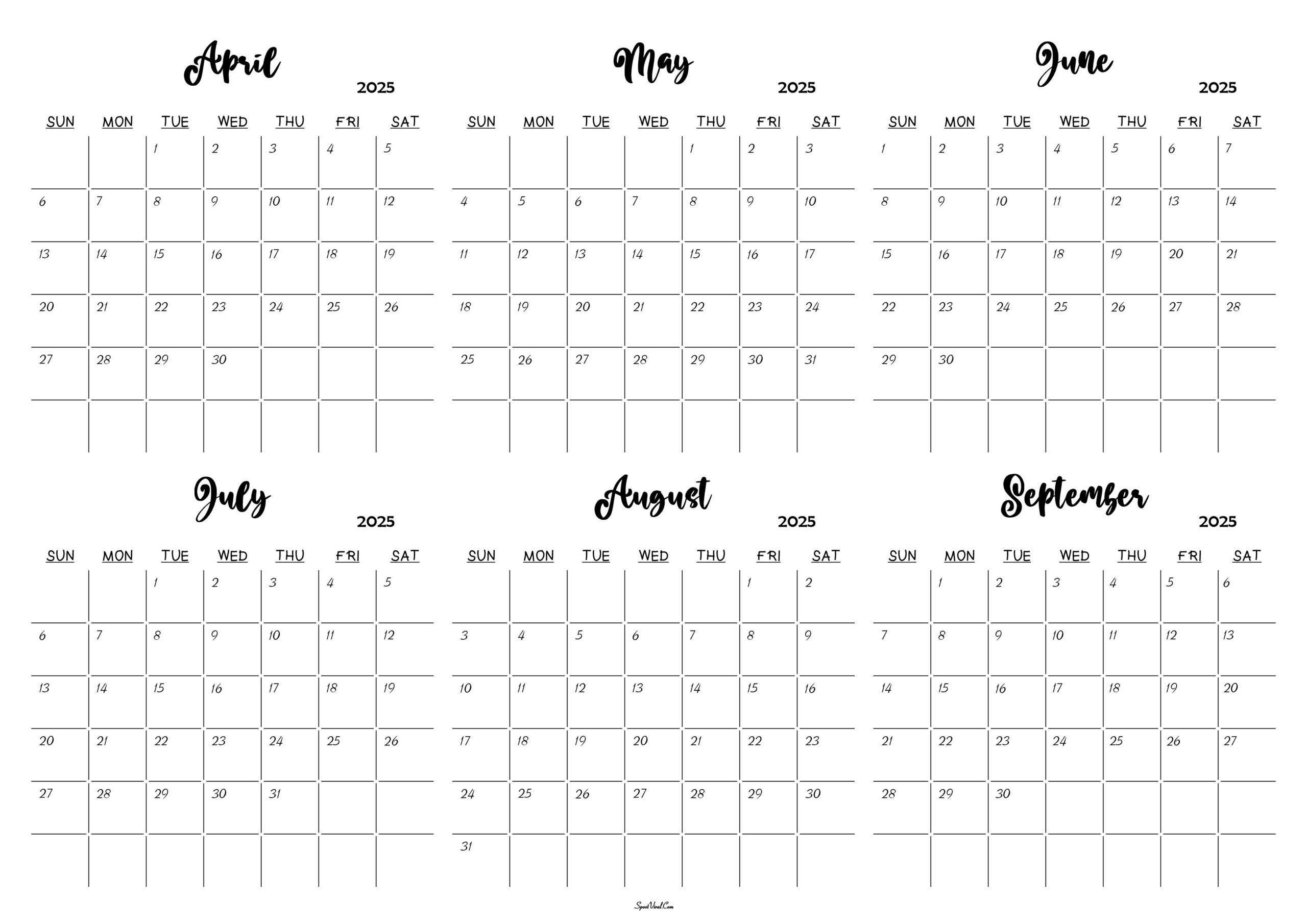 April To September 2025 Calendar Templates regarding April To September 2025 Calendar