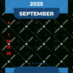 Blue Calendar 2025 Month September Clipart Vector, Month, Calendar For September 2025 Calendar Blue