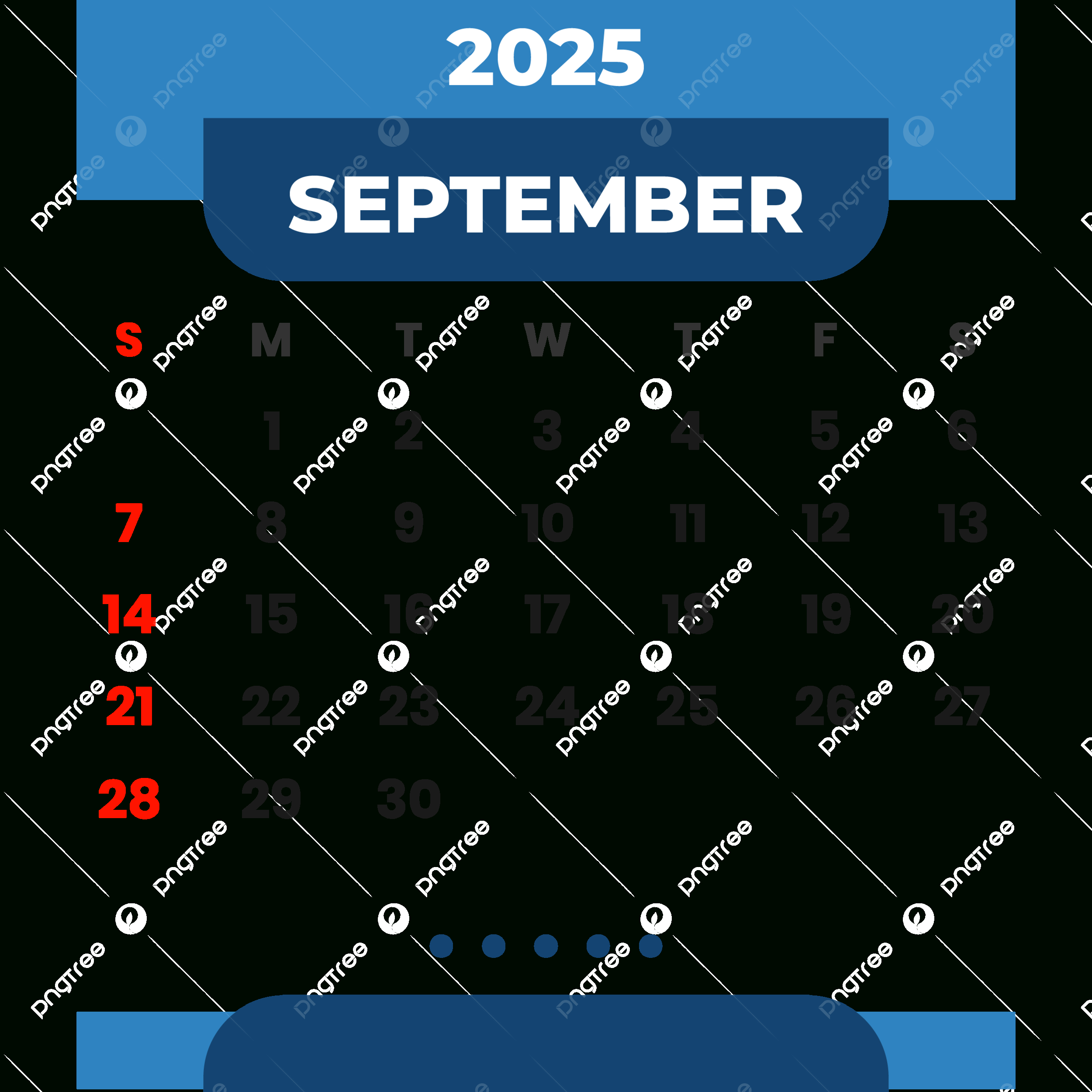 Blue Calendar 2025 Month September Clipart Vector, Month, Calendar for September 2025 Calendar Blue