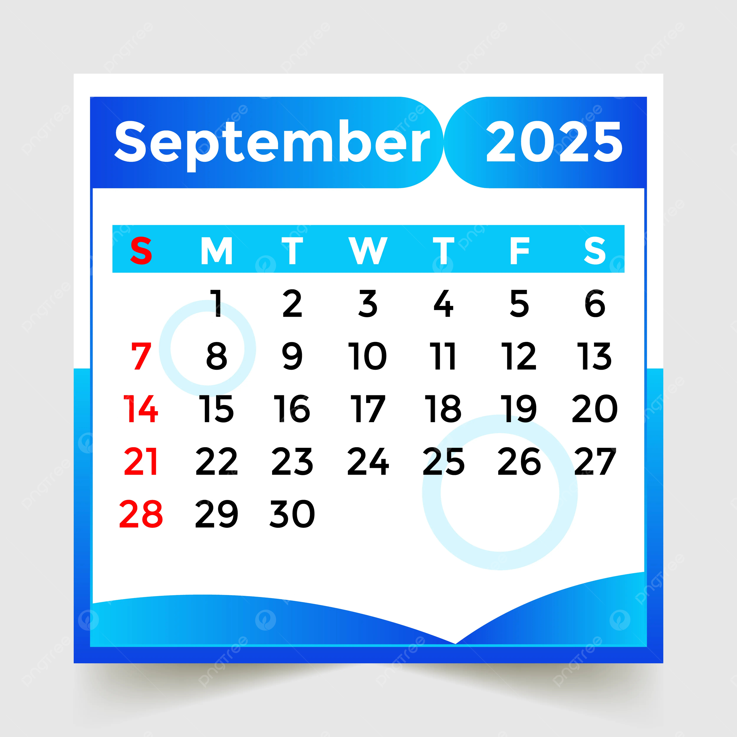 Calendar 2025 Month Of September Skyblue Vector Template Download with September 2025 Calendar Blue