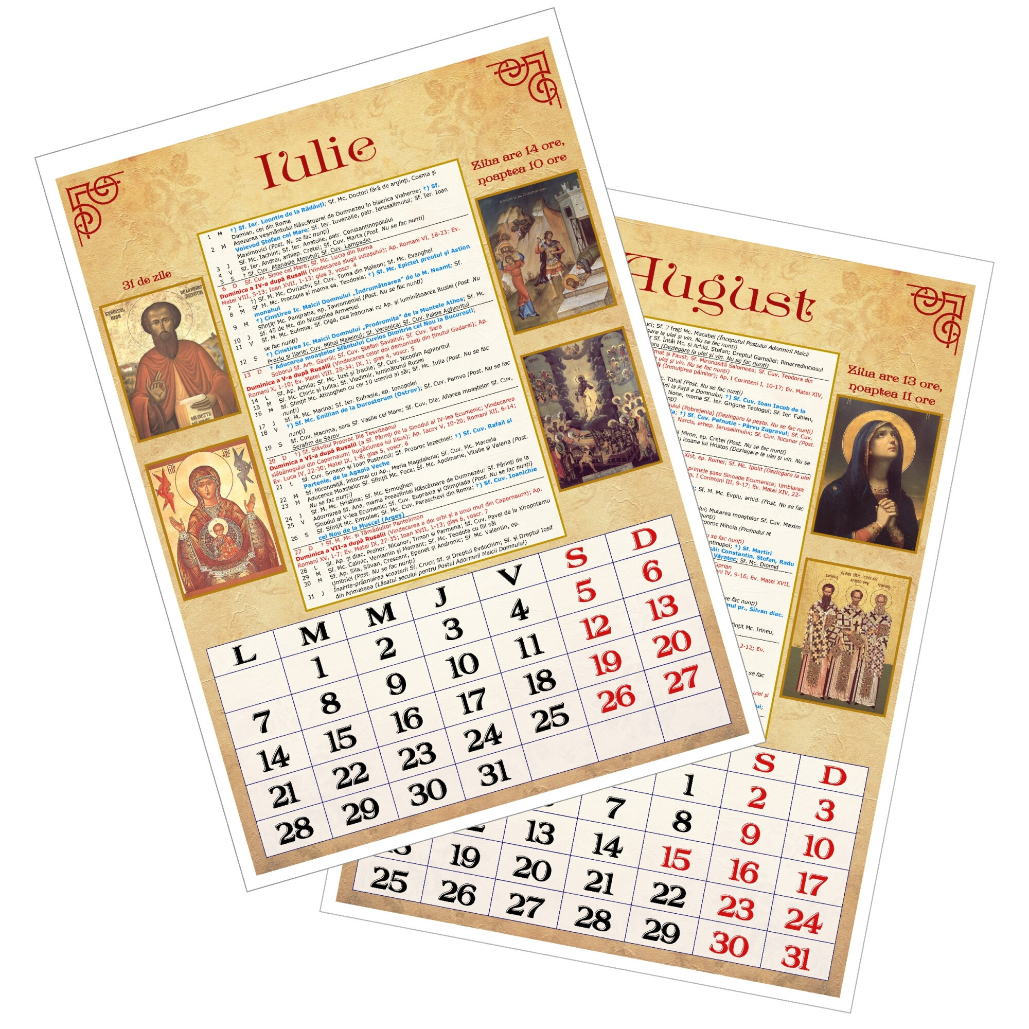 Calendar Ortodox 2025, Format A4, De Perete, Galben with Calendar Ortodox 2025 September