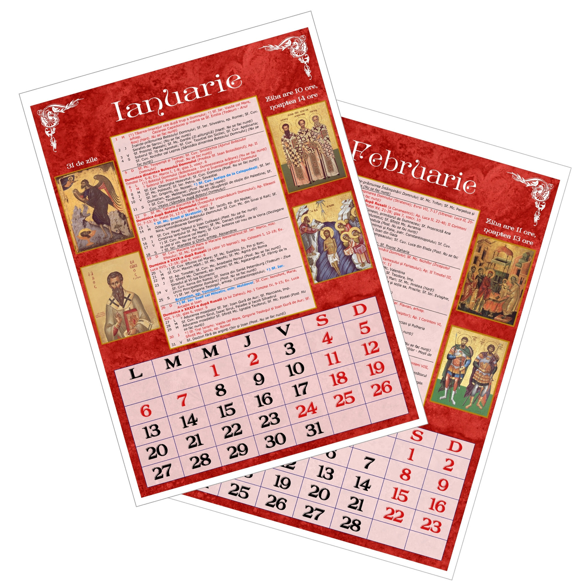 Calendar Ortodox 2025, Format A4, De Perete, Rosu within Calendar Ortodox 2025 September