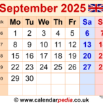 Calendar September 2025 Uk With Pdf, Excel And Word Templates In Printable Calendar September 2025 Uk