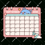 Cute September 2025 Calendar With A Bear Vector, Calendar Regarding Cute September 2025 Calendar