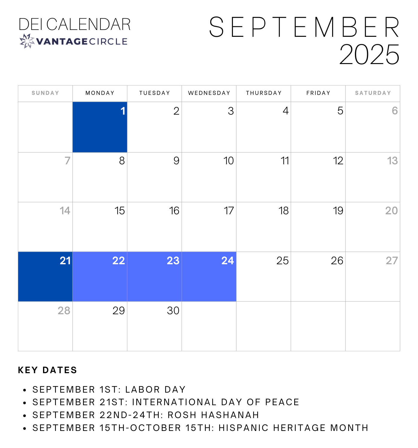Dei Calendar 2025: Key Dates For Celebrating Diversity And intended for September 2025 Calendar Dei