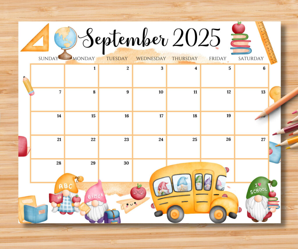Editable September 2025 Calendar, Back To School Planner With Cute For September 2025 Calendar School Editable September 2025 Calendar, Back To School Planner With Cute For September 2025 Calendar School