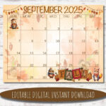Editable September 2025 Calendar | Digital Calendar | Printable With Regard To September 2025 Calendar Etsy