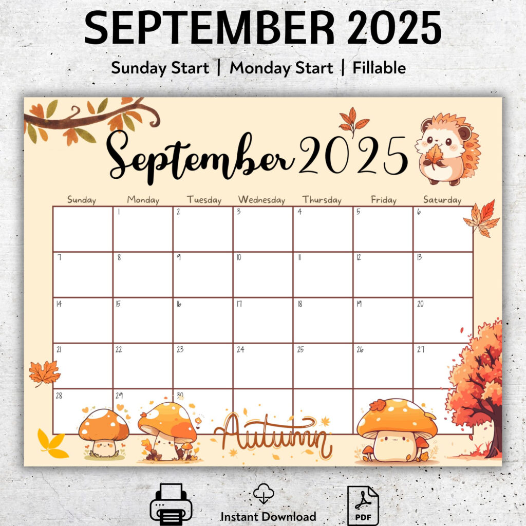 Editierbarer Kalender September 2025, Herbstfarben, Druckbarer With September 2025 Calendar Fall Editierbarer Kalender September 2025, Herbstfarben, Druckbarer With September 2025 Calendar Fall