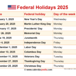 Federal Holidays 2025 Intended For National Day September 20205