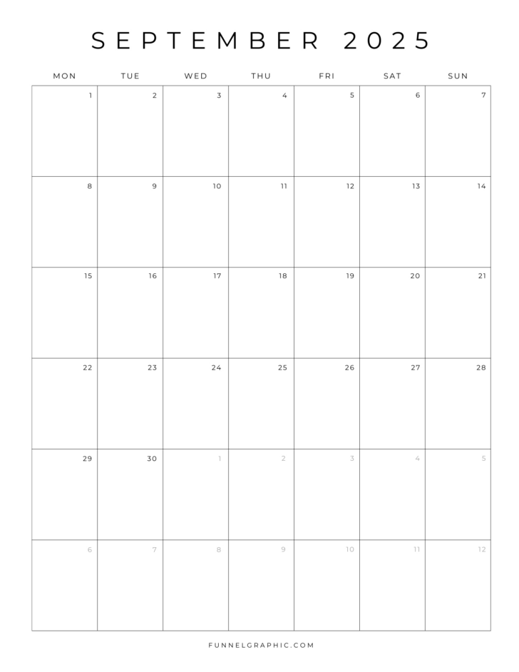 September 2025 Calendar Blank
