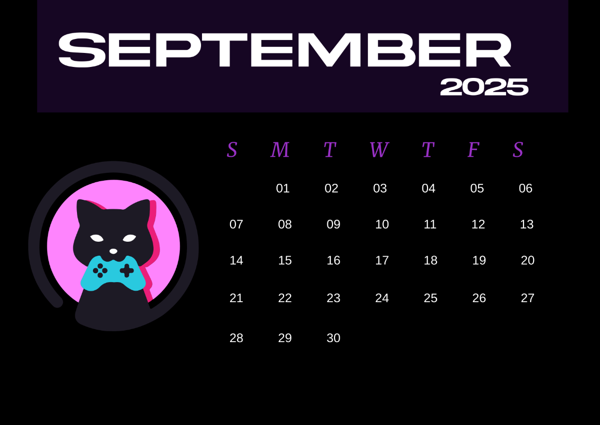Free Dark Mode Design September 2025 Calendar Template To Edit Online with September 2025 Calendar Black Background