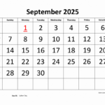 Free Download Printable September 2025 Calendar, Large Font Design With Large September 2025 Calendar