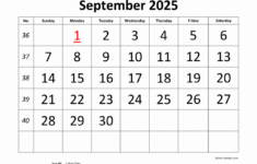 Free Download Printable September 2025 Calendar, Large Font Design with Large September 2025 Calendar