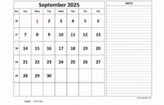 Free Download Printable September 2025 Calendar, Large Space For in September 2025 Calendar With Notes