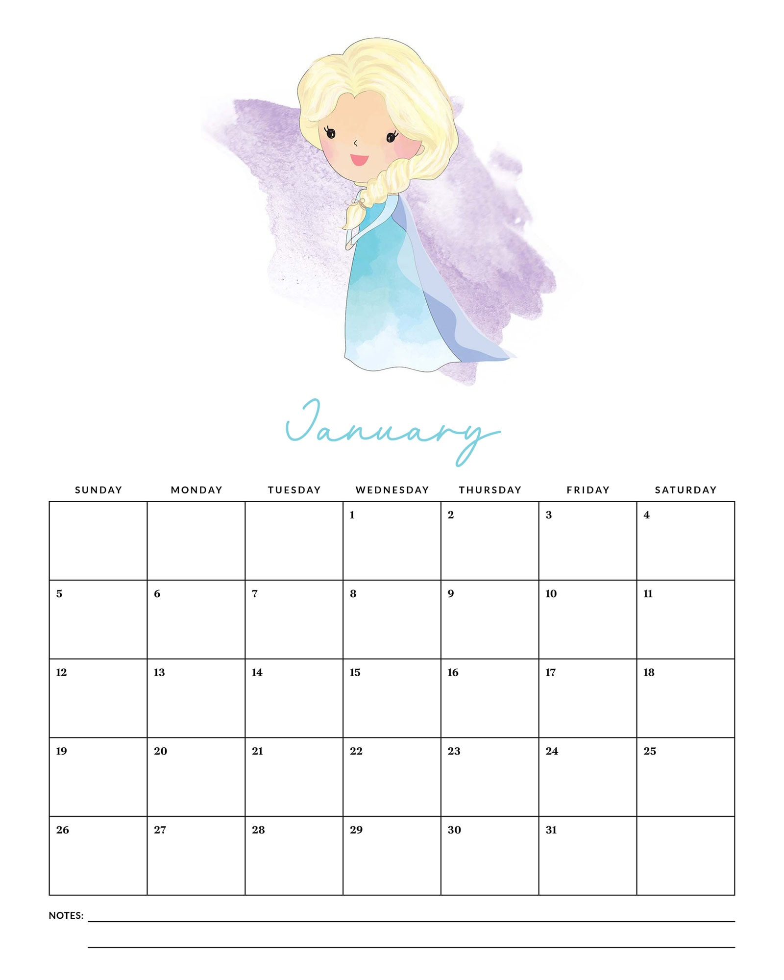 Free Printable 2025 Princess Calendar - The Cottage Market with regard to Calendars 2025 | CalendarCrazePrint.Com