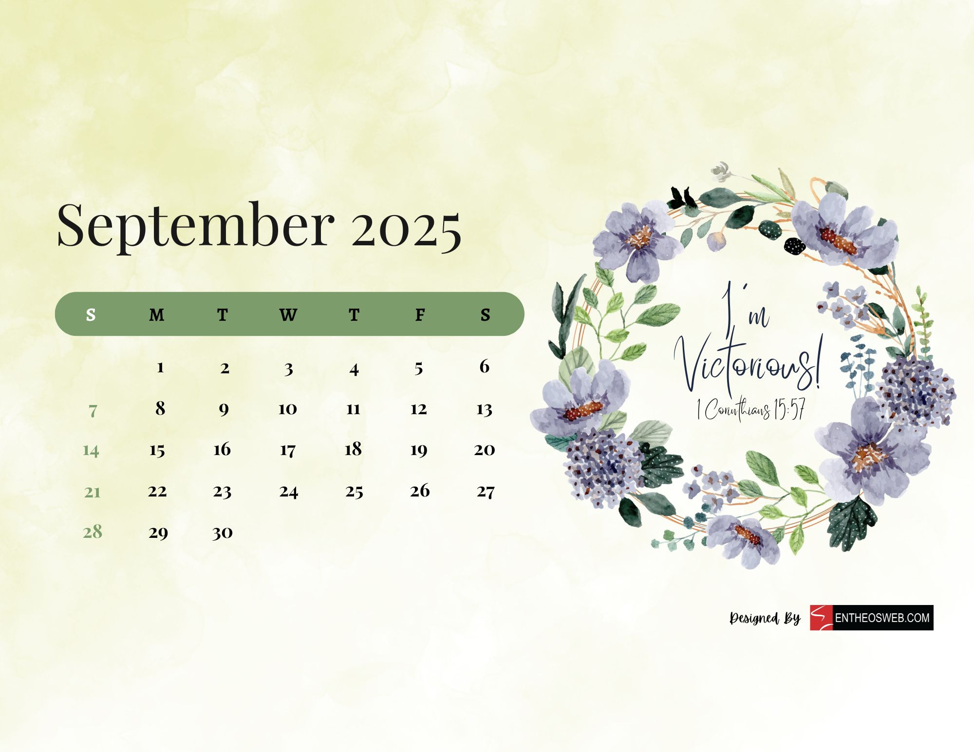 Free Printable September 2025 Calendars | Entheosweb in September 2025 Calendar Background