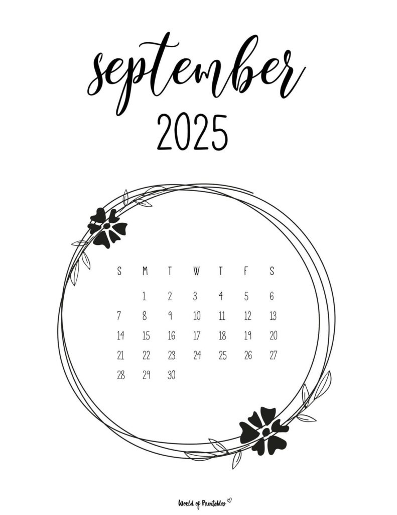 Free Printable September 2025 Calendars World Of Printables Within September 2025 Calendar Cursive Free Printable September 2025 Calendars World Of Printables Within September 2025 Calendar Cursive