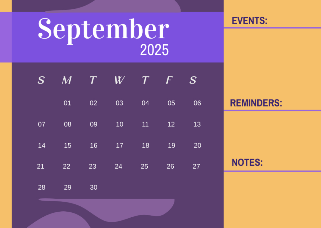 Free September 2025 Calendar With Events Column Template To Edit For September 2025 Calendar Events Free September 2025 Calendar With Events Column Template To Edit For September 2025 Calendar Events