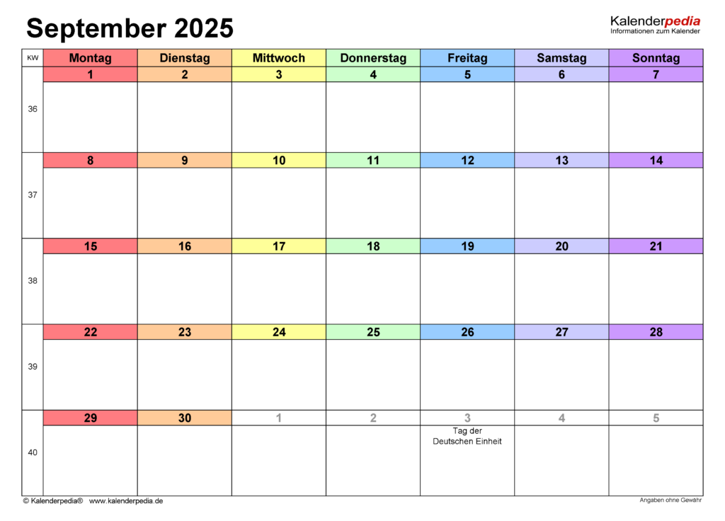Kalender September 2025 Als Excel Vorlagen Regarding September Calander 2025 Kalender September 2025 Als Excel Vorlagen Regarding September Calander 2025