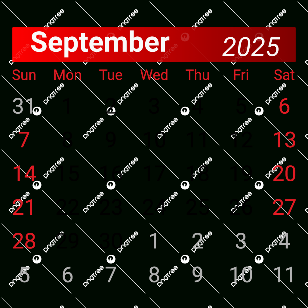 Kalender September 2025 Vektor, Kalender 2025, Kalender September Intended For Calendar September 2025 Png